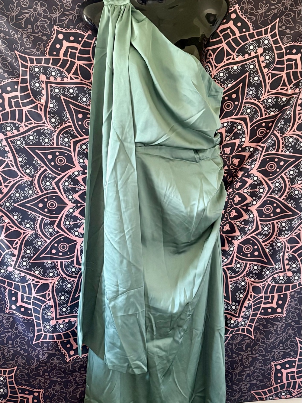 RIHOAS One-Shoulder Draped Evening Dress in Mint Green